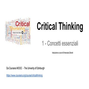 Critical Thinking - 1 concetti essenziali