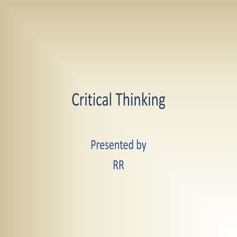 Critical Thinking for training purpose nutshell
