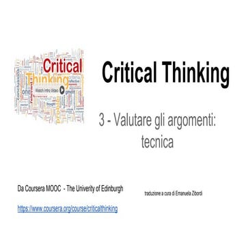 Critical thinking   3 valutare gli argomenti- tecnica