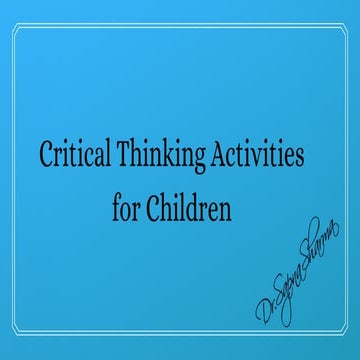Critical thinking activities for children