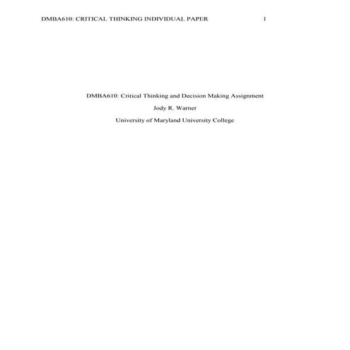 Critical thinking and decision making