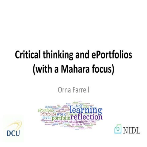 Critical thinking and e portfolios orna farrell final