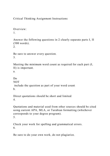 Critical Thinking Assignment Instructionsoverview1 Answ Docx Critical Thinking Assignment Instructionsoverview1 Answ Docx