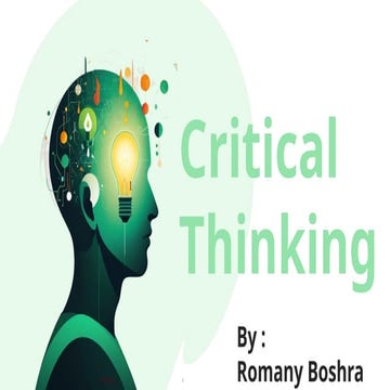What is critical thinking? and its Future?   Critical thinking standards. Ben...