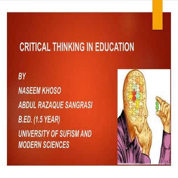 Critical thinking in education edited