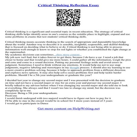 Critical Thinking Essay Examples | PDF