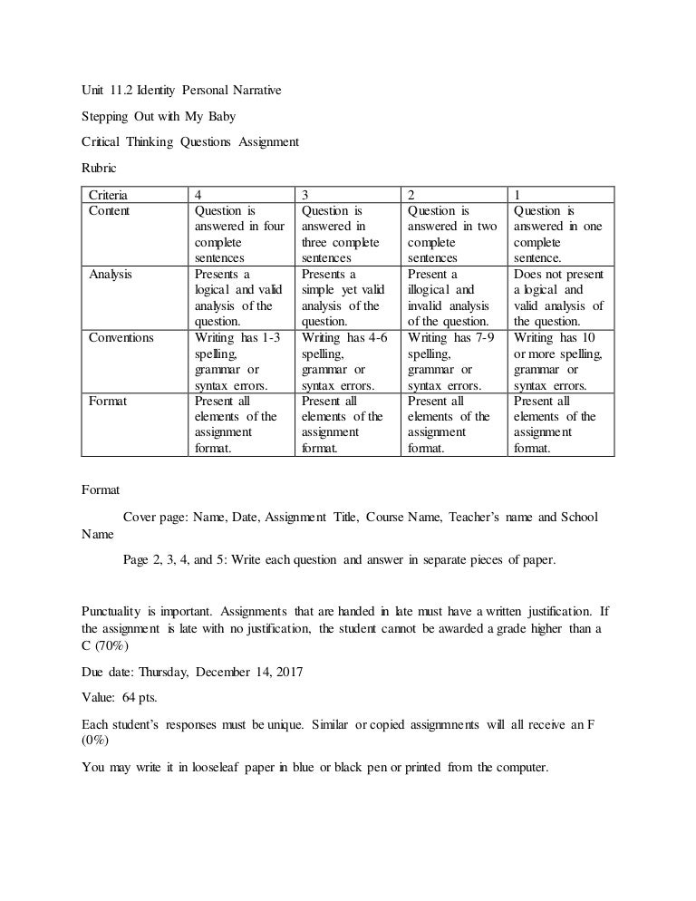 Critical thinking rubric pdf picture