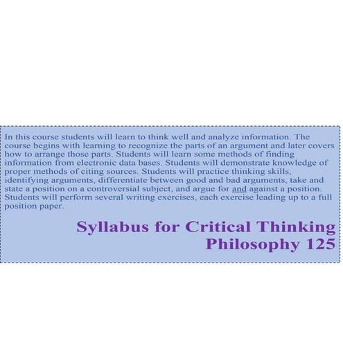 Critical Thinking syllabus