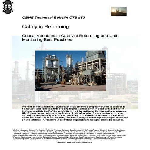 Critical Variables in Catalytic Reforming and Unit Monitoring Best Practices
