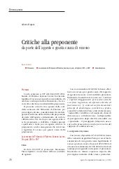 Critiche alla preponente da parte d...