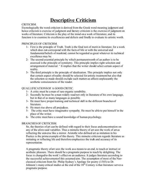 Critical Approaches: Types of Literary Criticism