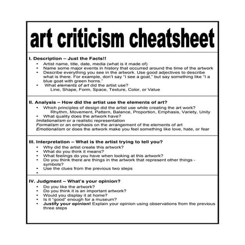 Criticism cheatsheet
