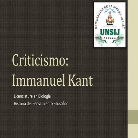 El Criticismo de Immanuel Kant