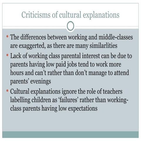 Criticisms Of Cultural Explanations