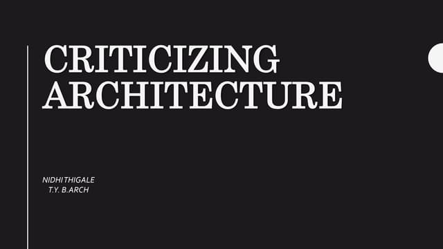Criticizing architecture