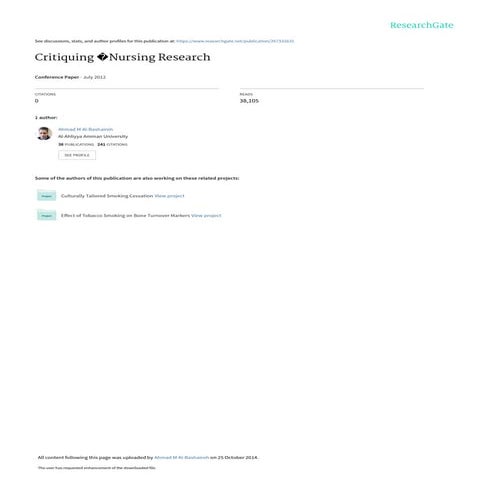 Critiqueofnursingresearchfinal Adjusted Pdf