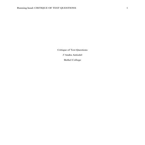 Critique of Test Questions | PDF | Heart and Cardiovascular Diseases ...