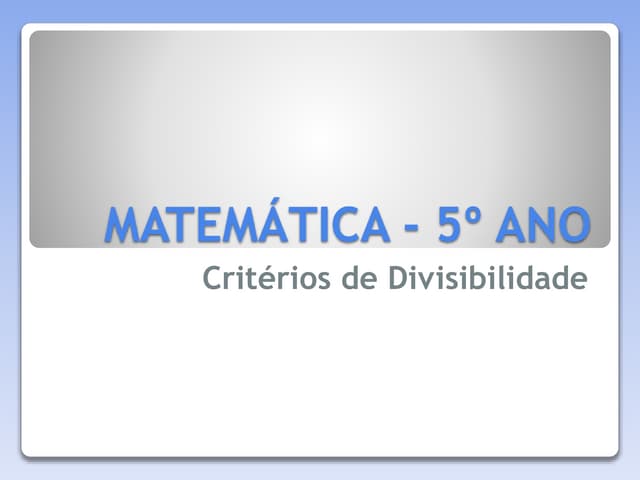 Critérios de divisibilidade