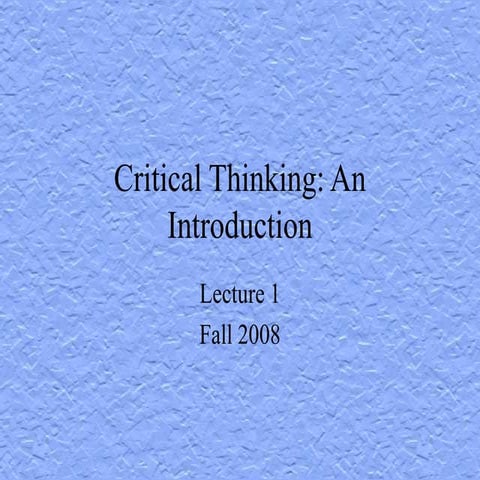 Introduction to critical thinking | PPTX