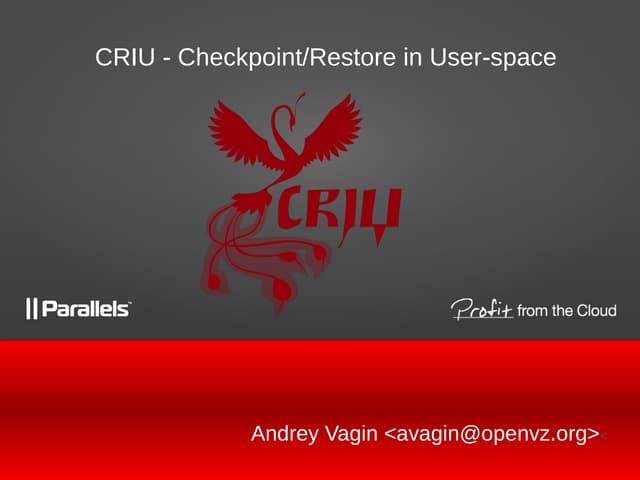 Open WG Talk #2 Everything you wanted to know about CRIU (but were afraid to ...