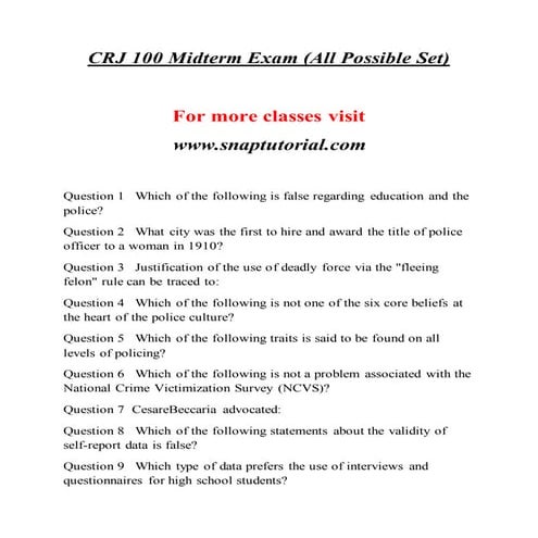 Crj 100 Enthusiastic Study / snaptutorial.com
