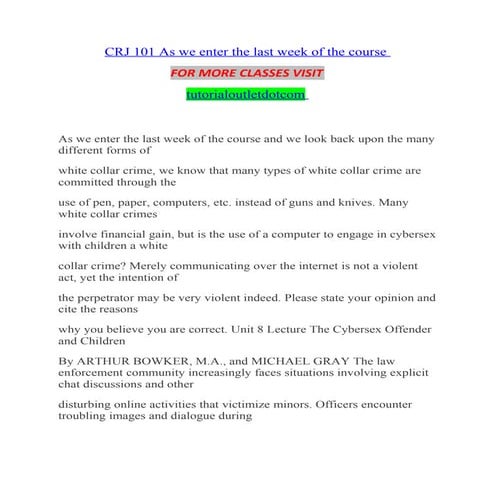 Crj 101 as we enter the last week of the course/tutorialoutlet