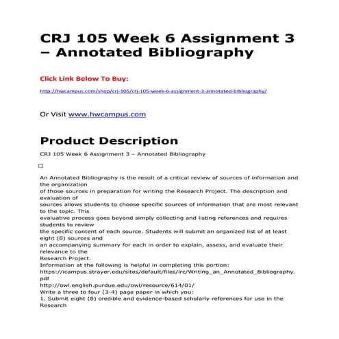 Crj 105 week 6 assignment 3   annotated bibliography