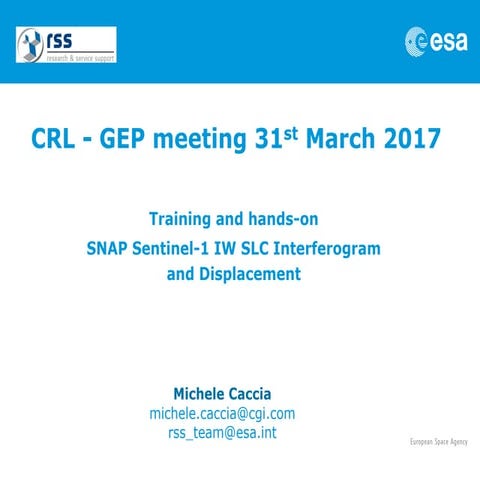 Training and hands-on SNAP Sentinel-1 IW SLC Interferogram and Displacement