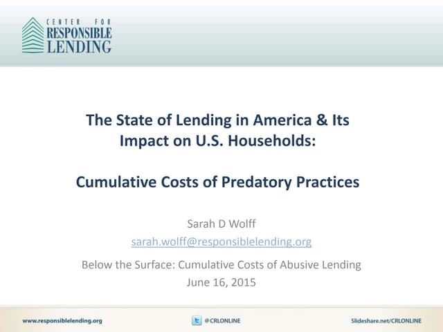The State of Lending:The Cumulative...