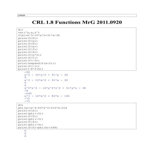 CRL 1.8 functions MrG 2011.0920  - sage