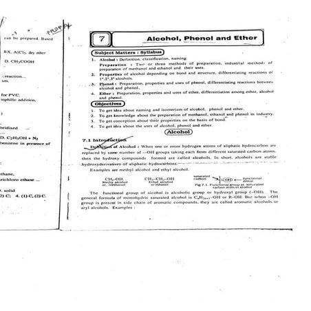 Alcohol phenol ether with types and properties | PDF