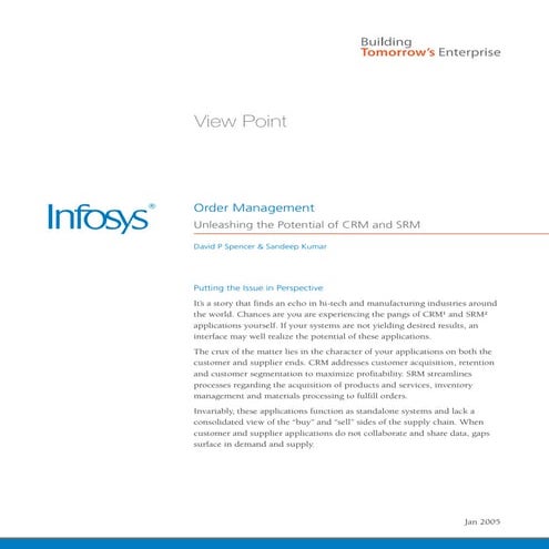 Infosys – Order Management Supply Chain SRM