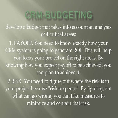 Crm budgets