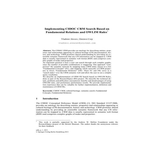 Implementing CIDOC CRM Search Based on Fundamental Relations and OWLIM Rules