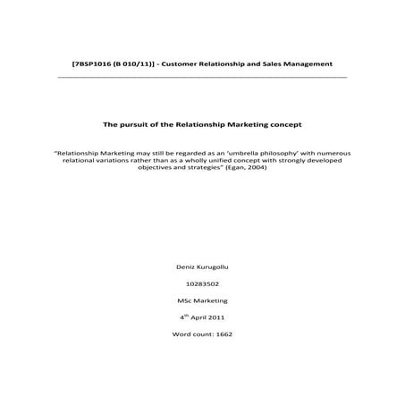 CRM - Customer Relationship Marketing 