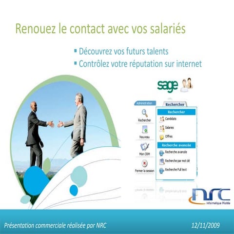 Avec NRC : SageCRM pour la gestion RH Social