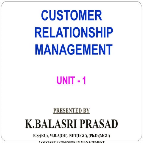 Customer Relationship Management Unit-1 IMBA Osmania University