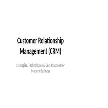 CRM(Customer Relationship Managmnet) Presentation