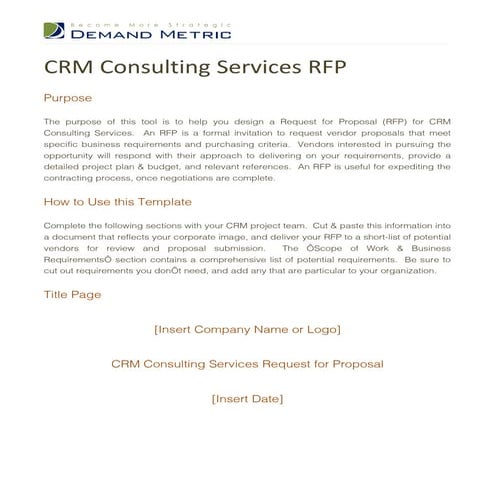 CRM Consulting Services RFP
