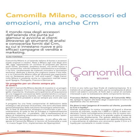 Camomilla Milano e il CRM