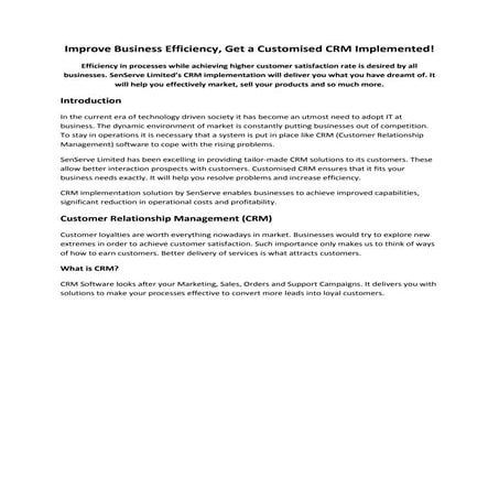 CRM implementation - CRM Solutions by SenServe