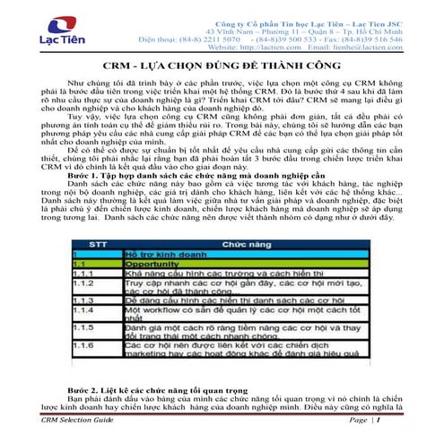 Lựa chọn giải pháp CRM đúng