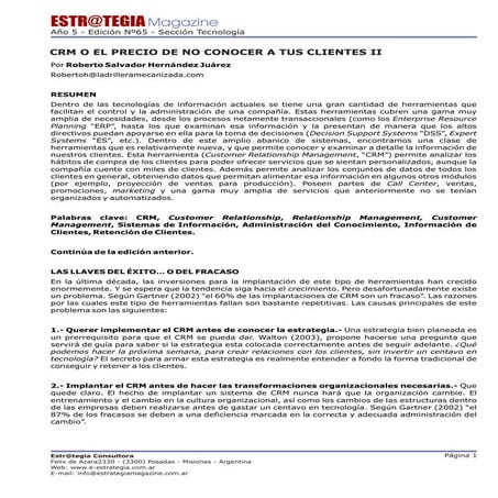 C R M O El Precio De No Conocer A Tus Clientes  I I