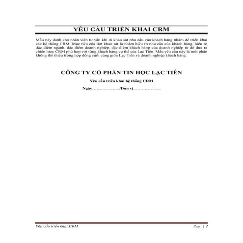 Khảo sát nhu cầu CRM