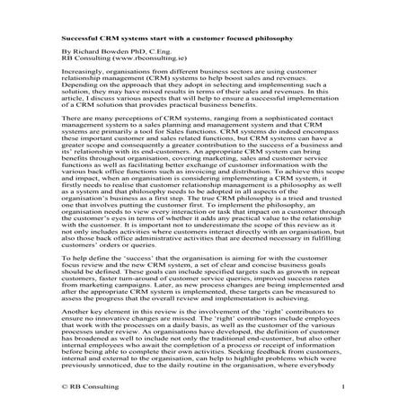 CRM Systems Start With A Philosophy