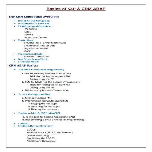 SAP CRM TECHNICAL TRAINING | ONLINE TRAINING FOR SAP CRM