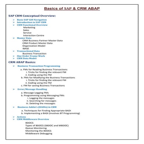 SAP CRM TECHNICAL TRAINING | ONLINE SAP CRM TECHNICAL CLASSES