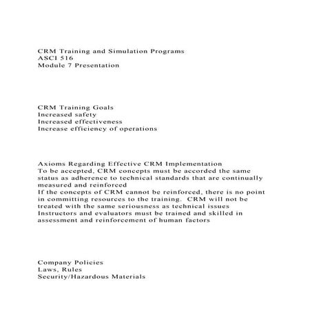 CRM Training and Simulation Programs ASCI 516Module 7 Presen.docx
