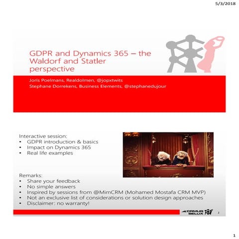 GDPR and Dynamics 365 - the Waldorf and Statler perspective