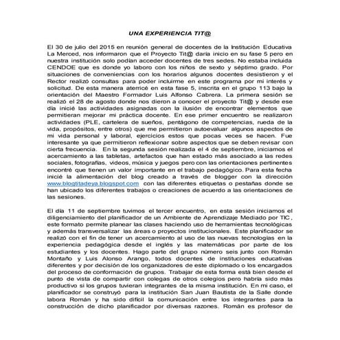 Crónica: UNA EXPERIENCIA TIT@
